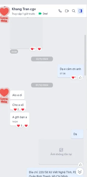 Tin nhắn Zalo anh Khang khách cũ quay lại tìm người giúp việc TP.HCM và giới thiệu bạn